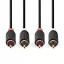 Nedis CABW24200AT10 sztereo audió kábel 2x RCA férfi,  2x RCA férfi, Aranyozott,  1 m , kerek,  Antracit