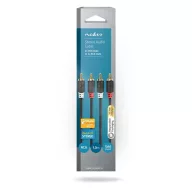   Nedis CABW24200AT10 sztereo audió kábel 2x RCA férfi,  2x RCA férfi, Aranyozott,  1 m , kerek,  Antracit