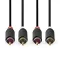 Nedis CABW24200AT50 sztereo audió kábel 2x RCA férfi,  2x RCA férfi, Aranyozott,  5 m , kerek,  Antracit