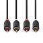 Nedis CABW24200AT50 sztereo audió kábel 2x RCA férfi,  2x RCA férfi, Aranyozott,  5 m , kerek,  Antracit