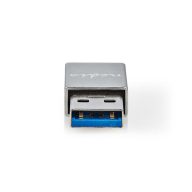   Nedis CCTB60925AL USB-A adapter, USB 3.2 Gen 1, USB-A férfi, USB-C™ anya, 5 Gbps,  kerek,  Nikkelezett, Ezüst