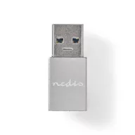  Nedis CCTB60925AL USB-A adapter, USB 3.2 Gen 1, USB-A férfi, USB-C™ anya, 5 Gbps,  kerek,  Nikkelezett, Ezüst