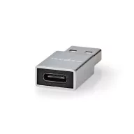   Nedis CCTB60925AL USB-A adapter, USB 3.2 Gen 1, USB-A férfi, USB-C™ anya, 5 Gbps,  kerek,  Nikkelezett, Ezüst