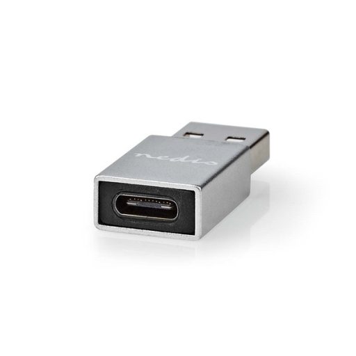 Nedis CCTB60925AL USB-A adapter, USB 3.2 Gen 1, USB-A férfi, USB-C™ anya, 5 Gbps,  kerek,  Nikkelezett, Ezüst