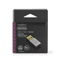   Nedis CCTB60925AL USB-A adapter, USB 3.2 Gen 1, USB-A férfi, USB-C™ anya, 5 Gbps,  kerek,  Nikkelezett, Ezüst
