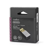   Nedis CCTB60925AL USB-A adapter, USB 3.2 Gen 1, USB-A férfi, USB-C™ anya, 5 Gbps,  kerek,  Nikkelezett, Ezüst