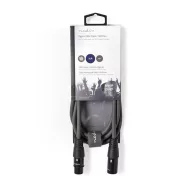   Nedis COTH15012GY15 DMX adapter kábel, XLR 3 tűs dugó, XLR 3 tűs anya,  Nikkelezett, 1,5 m,  kerek, PVC, Sötétszürke
