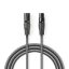 Nedis COTH15012GY30 DMX adapter kábel, XLR 3 tűs dugó, XLR 3 tűs anya,  Nikkelezett, 3 m,  kerek, PVC, Sötétszürke