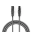 Nedis COTH15012GY30 DMX adapter kábel, XLR 3 tűs dugó, XLR 3 tűs anya,  Nikkelezett, 3 m,  kerek, PVC, Sötétszürke