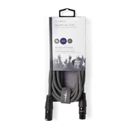   Nedis COTH15012GY30 DMX adapter kábel, XLR 3 tűs dugó, XLR 3 tűs anya,  Nikkelezett, 3 m,  kerek, PVC, Sötétszürke