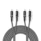 Nedis COTH24200GY15 sztereo audio kábel, 2x RCA dugó,  2x RCA dugó, Nikkelezett,  1,50 m, rugalmas