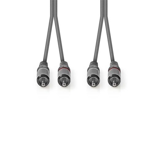Nedis COTH24200GY30 sztereo audio kábel, 2x RCA dugó,  2x RCA dugó, Nikkelezett,  3 m, rugalmas