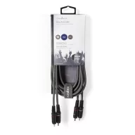   Nedis COTH24200GY30 sztereo audio kábel, 2x RCA dugó,  2x RCA dugó, Nikkelezett,  3 m, rugalmas