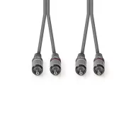   Nedis COTH24200GY50 sztereo audio kábel, 2x RCA dugó,  2x RCA dugó, Nikkelezett,  5 m, rugalmas