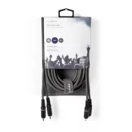   Nedis COTH24200GY50 sztereo audio kábel, 2x RCA dugó,  2x RCA dugó, Nikkelezett,  5 m, rugalmas