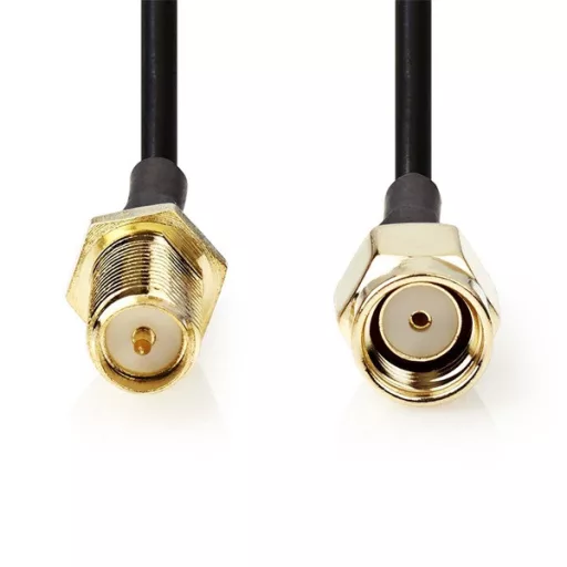 Nedis CSGL02210BK20 SMA kábel, RP SMA férfi, RP SMA női, Aranyozott, 50 Ohm, Egyetlen árnyékolt, 2,00 m, kerek