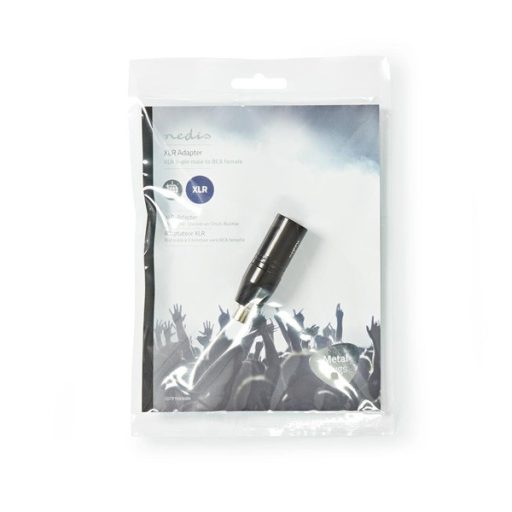 NEDIS COTP15930BK XLR adapter, XLR 3 tűs dugó, RCA nő,  Nikkelezett, Egyenes, Fém, Fekete , 1 db