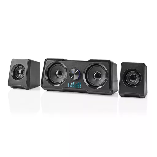 Nedis GSPR21022BK gamer hangszóró készlet, csatornák: 2.2, USB tápellátás, 3,5 mm jack, 48 W, LED, hangerőszabályozó
