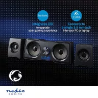   Nedis GSPR21022BK gamer hangszóró készlet, csatornák: 2.2, USB tápellátás, 3,5 mm jack, 48 W, LED, hangerőszabályozó