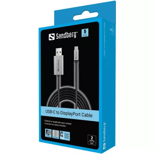SANDBERG DisplayPort kábel, USB-C to DisplayPort Cable 2M