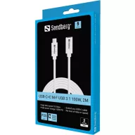 SANDBERG USB-C tartozék, USB-C>C M-F USB 3.1 100W, 2M