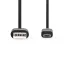 Nedis CCGL60501BK10 USB micro B (micro USB)kábel, USB 2.0  USB-A dugó  USB Micro-B dugó  7,5 W 480 Mbps. 1m