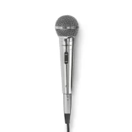   Nedis MPWD45GY dinamikus mikrofon, levehető kábel 5m, 80 Hz - 13 kHz 600 Ohm -72 dB Be/Ki kapcs.fém ezüst