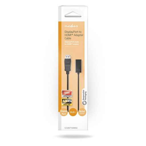 Nedis CCGB37150BK02 DisplayPort - HDMI adapter, 4K@30Hz, 0,20 m