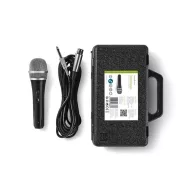   Nedis MPWD50CBK dinamikus mikrofon, levehető kábel 5m, 50 Hz - 15 kHz 600 Ohm -72 dB, kapcsoló, fekete/szürke