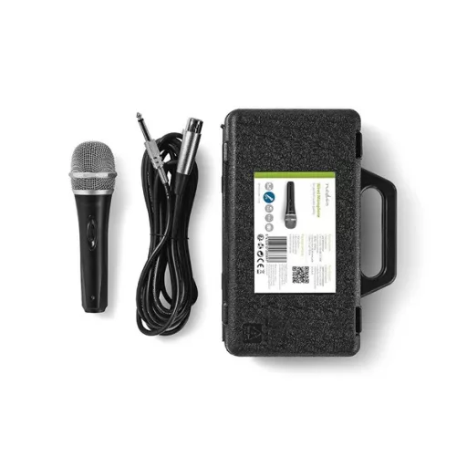 Nedis MPWD50CBK dinamikus mikrofon, levehető kábel 5m, 50 Hz - 15 kHz 600 Ohm -72 dB, kapcsoló, fekete/szürke