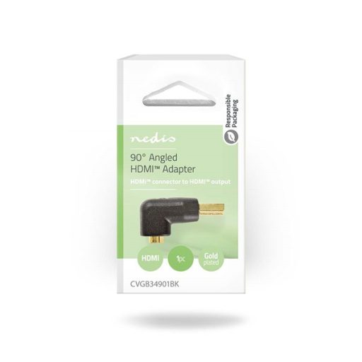 Nedis CVGB34901BK HDMI átalakító adapter, aranyozott 90°-os, pipa