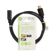   Nedis ultra HD HDMI hosszabbító (toldó) kábel CVGL34096BK10, HDMI dugó - aljzat, 4K@60Hz, ARC, 10,2 Gbps, 1 m
