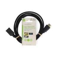   Nedis ultra HD HDMI hosszabbító (toldó) kábel CVGL34096BK20, HDMI dugó - aljzat, 4K@60Hz, ARC, 10,2 Gbps, 2 m
