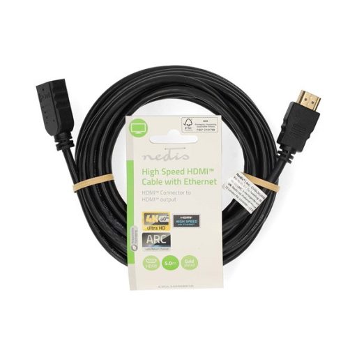 Nedis ultra HD HDMI hosszabbító (toldó) kábel CCVGL34096BK50, HDMI dugó - aljzat, 4K@60Hz, ARC, 10,2 Gbps, 5 m