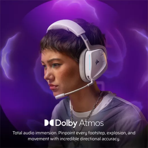 CORSAIR Vezeték Nélküli Headset, VOID v2 Wireless Gaming Headset, Dolby Atmos, fehér