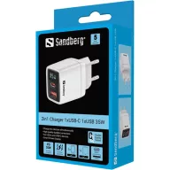   SANDBERG Hálózati töltő, 2 in 1 Charger 1x USB C 1x USB 35W