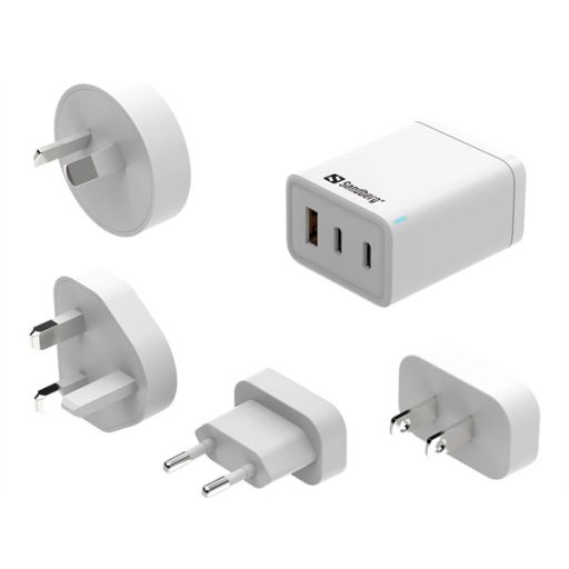 SANDBERG Hálózati töltő, 3 in 1 travel charger USB C/A 65W