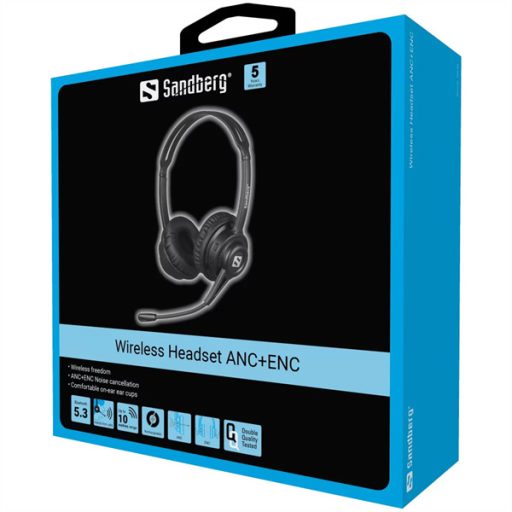 SANDBERG Headset mikrofonnal, Wireless Headset ANC+ENC