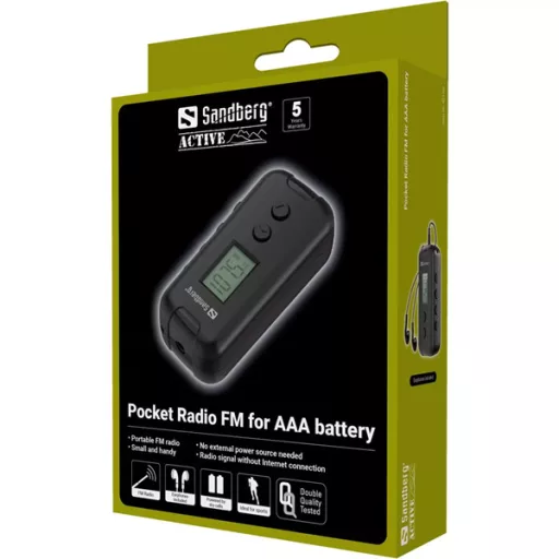 SANDBERG Rádió, Pocket Radio FM for AAA battery