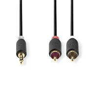   Nedis CABW22200AT50 sztereo audió kábel 3,5mm sztereo jack - 2x RCA,  Aranyozott,  5 m