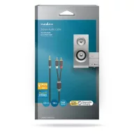   Nedis CABW22200AT100 sztereo audió kábel 3,5mm sztereo jack - 2x RCA,  Aranyozott,  10 m
