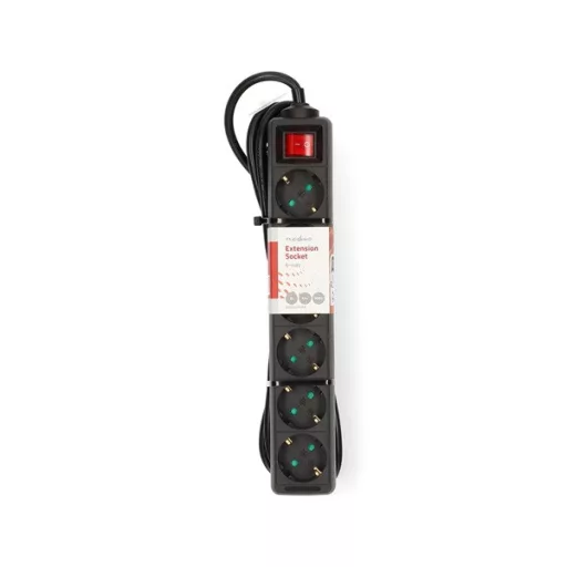 Nedis ESOC650F2BK 6 aljzatos kapcsolós (6-os) elosztó, 5 m, 3680 W, 16 A