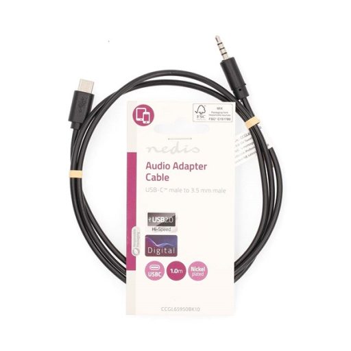 Nedis CCGL65950BK10 USB-C (USB C) dugó - 3,5 mm sztereo jack dugó | 1,00 m