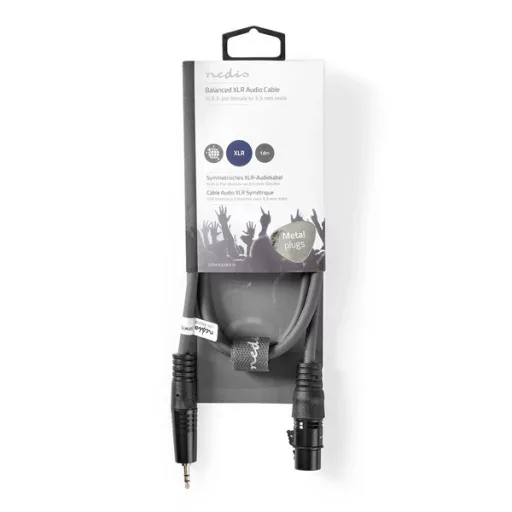 Nedis COTH15320GY10 balanced/szimmetrikus félprofi audio kábel, 3,5mm sztero jack dugó - 3p XLR aljzat, 1m, rugalmas