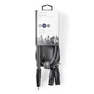   Nedis COTH15310GY15 balanced/szimmetrikus félprofi XLR audio kábel, 2x XLR 3 tűs dugó | 3,5 mm sztereo jack dugó, 1,5m