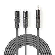   Nedis COTH15310GY30 balanced/szimmetrikus félprofi XLR audio kábel, 2x XLR 3 tűs dugó | 3,5 mm sztereo jack dugó, 3m