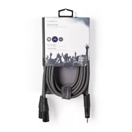 Nedis COTH15310GY30 balanced/szimmetrikus félprofi XLR audio kábel, 2x XLR 3 tűs dugó | 3,5 mm sztereo jack dugó, 3m