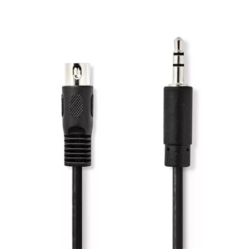 Nedis CAGL20100BK10 audio kábel 5p DIN dugó - 3,5mm szereo jack dugó, hossz 1m
