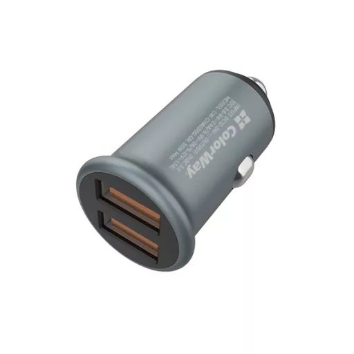 COLORWAY Autós töltő, CW-CHA036Q-GR 2USB Quick Charge 3.0 (36W) szürke