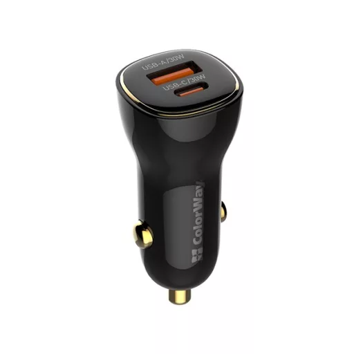 COLORWAY Autós töltő, CW-CHA046PD-BK Power Delivery Port PPS USB (USB-A + USB-C) (60 W) Fekete